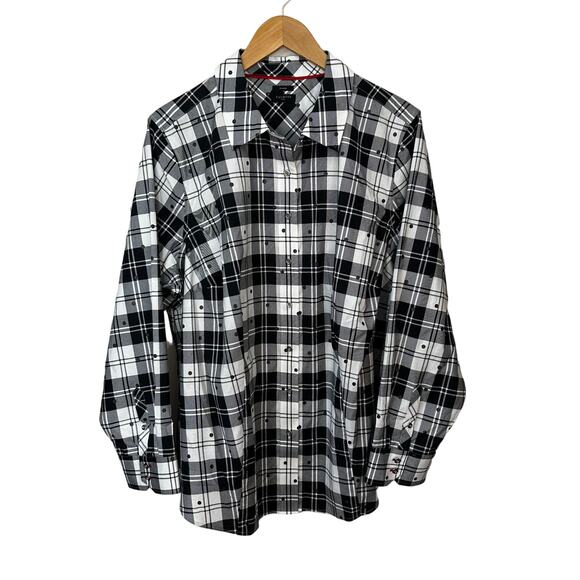 Talbots Plus Button Up Shirt Womens Plus Size 2X Black White Career Work Office - Picture 1 of 8